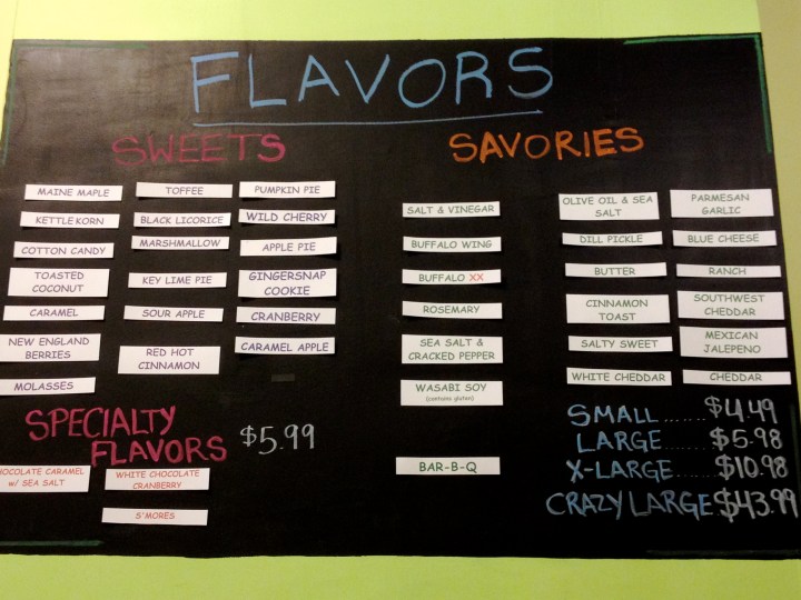 Flavor Board at Coastal Maine Popcorn Company